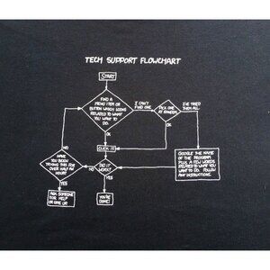 Tech Support Flowchart Gildan T Shirt size 2XL XXL Short Sleeve Crew Neck Black